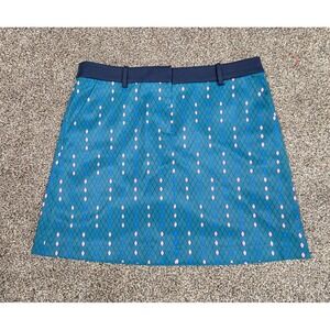 Tory Sport Women's Golf Skort Blue Geometric Pattern L Pockets Lined